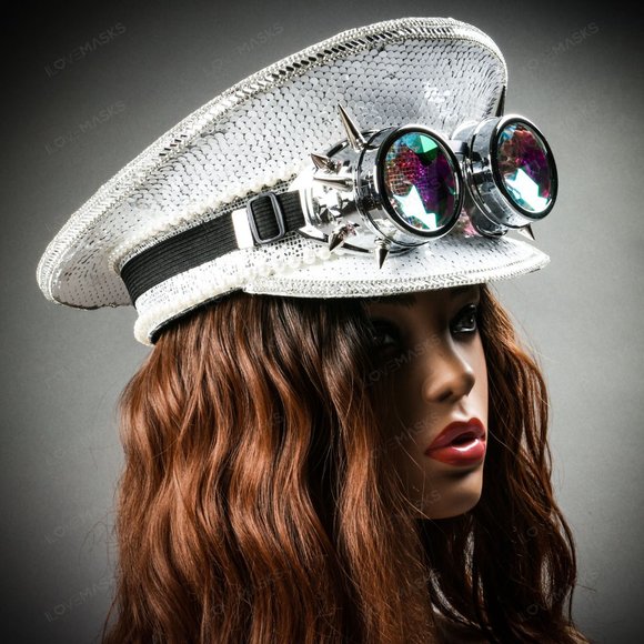 White Burning Man Steampunk Captain w/ Goggles - Picture 9 of 10